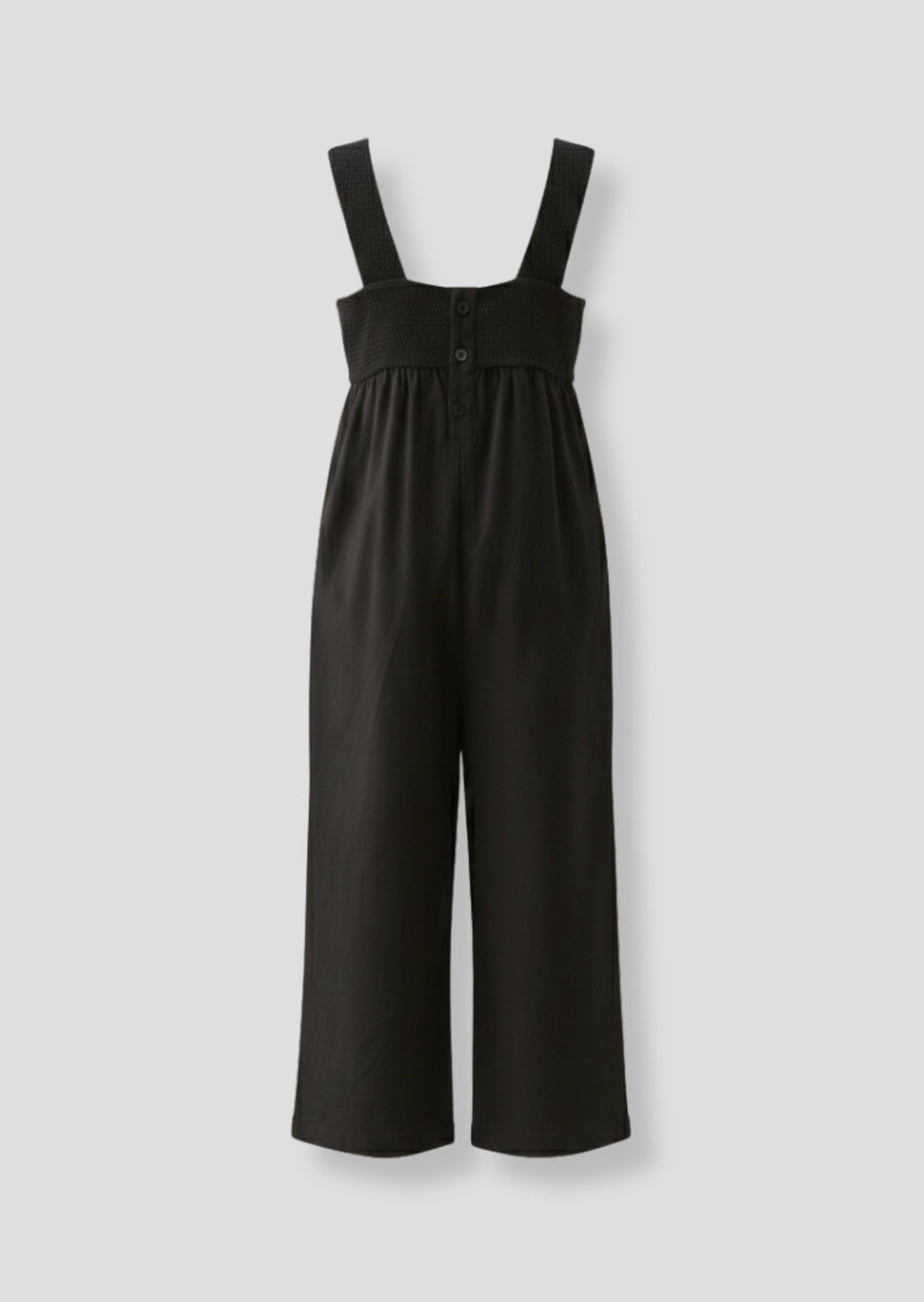 Illiana Black Crochet Linen Jumpsuit