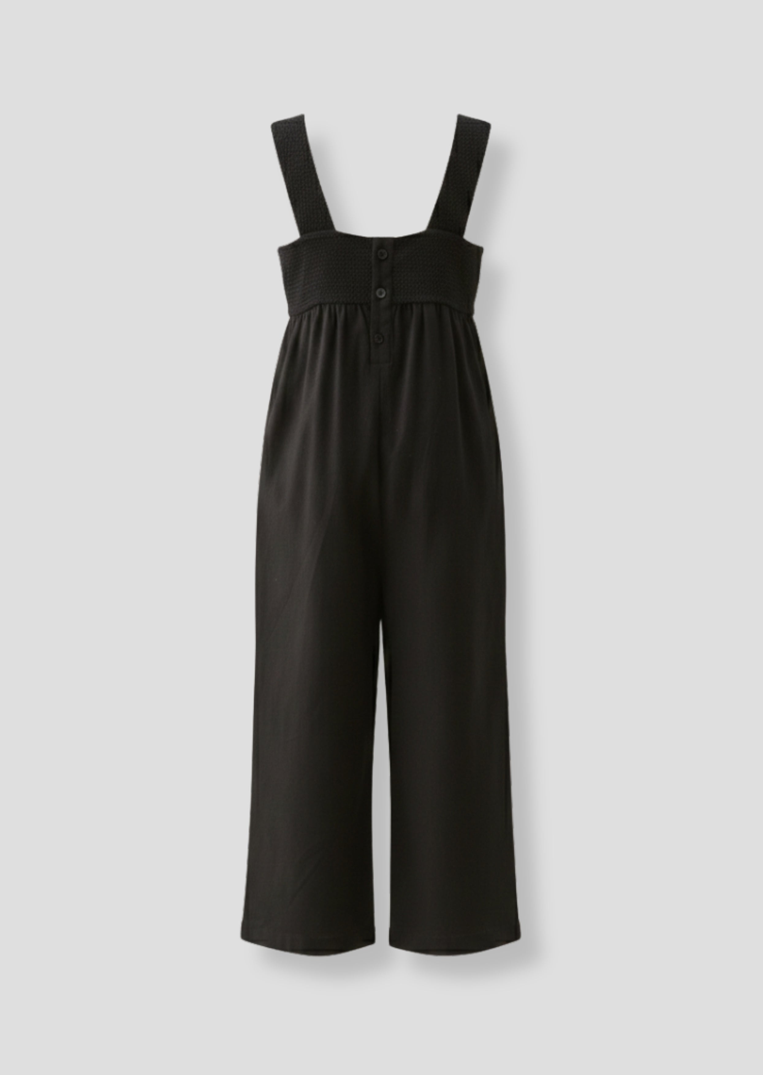 Illiana Black Crochet Linen Jumpsuit