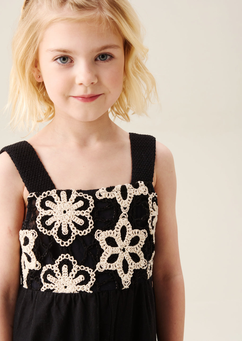 Illiana Black Crochet Linen Jumpsuit
