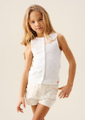 Nellie White Button Through Rib Vest Top